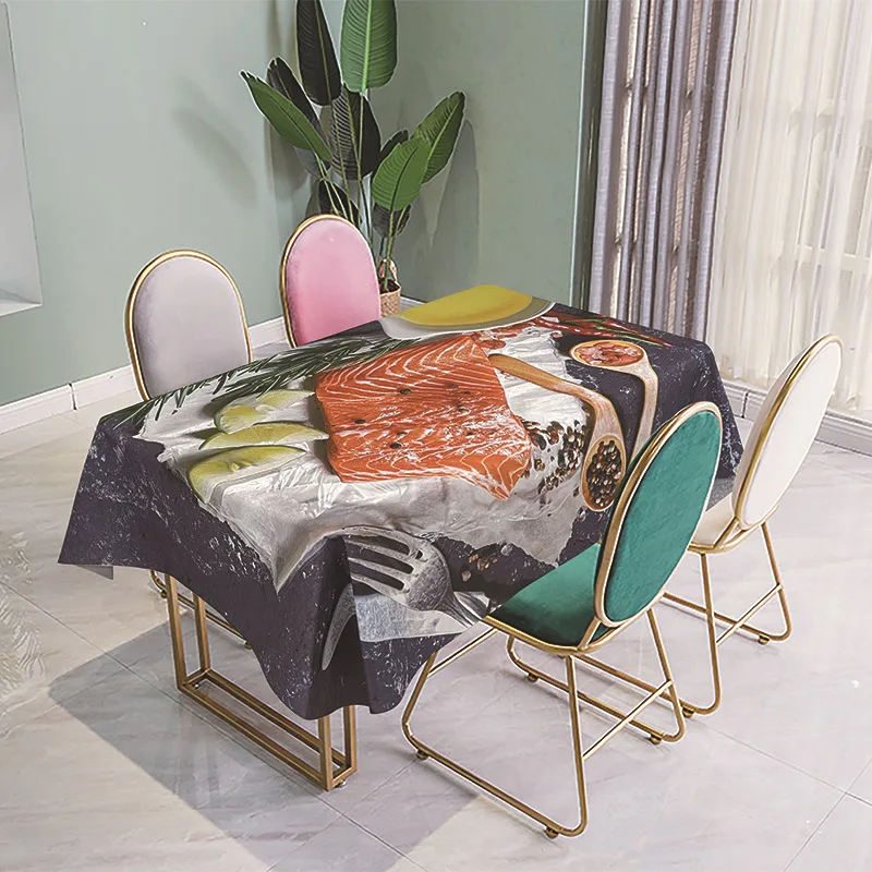 

3D Print Meats Table Cover Waterproof -Oileproof -Anti-stain Dining Tablecloth Oilcloth on the table for kitchen Manteles