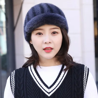 New style mink fur cap hat handmade real mink fur knight cap warm winter fur hat fashion lady real fur hat