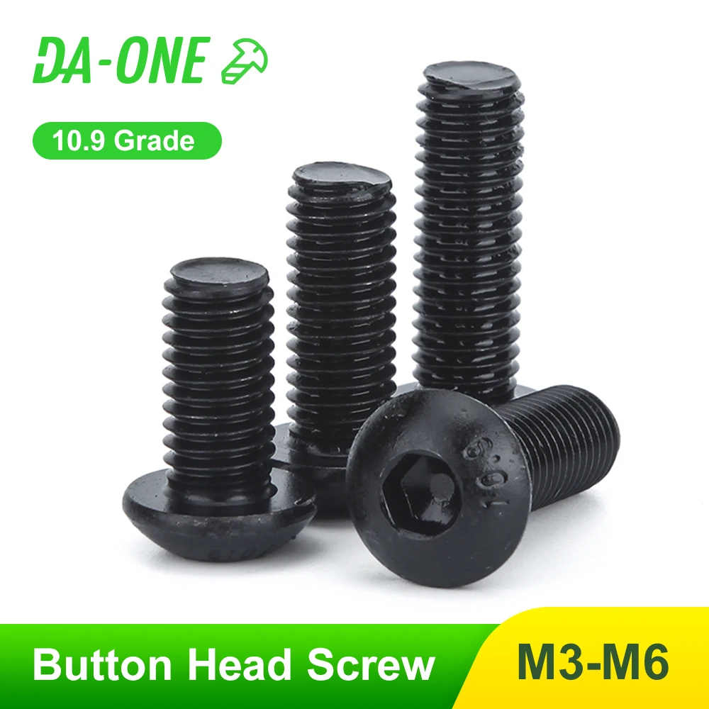 DA ONE 10 50 шт. Grade10.9 с полукруглой головкой винт M2 M2.5 M3 M4 M5 M6 шестигранный разъем болт