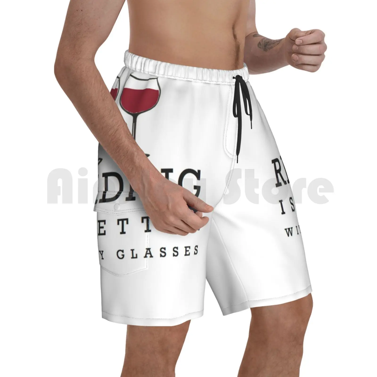 

Beach Shorts Reading Is Better With My Glasses Wine Reading Glasses Eye Chart Red Funny