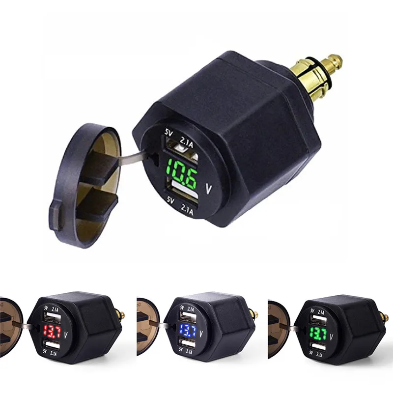 4.2A алюминиевый двойной USB мото Прикуриватель разъем для Hella/DIN вилка