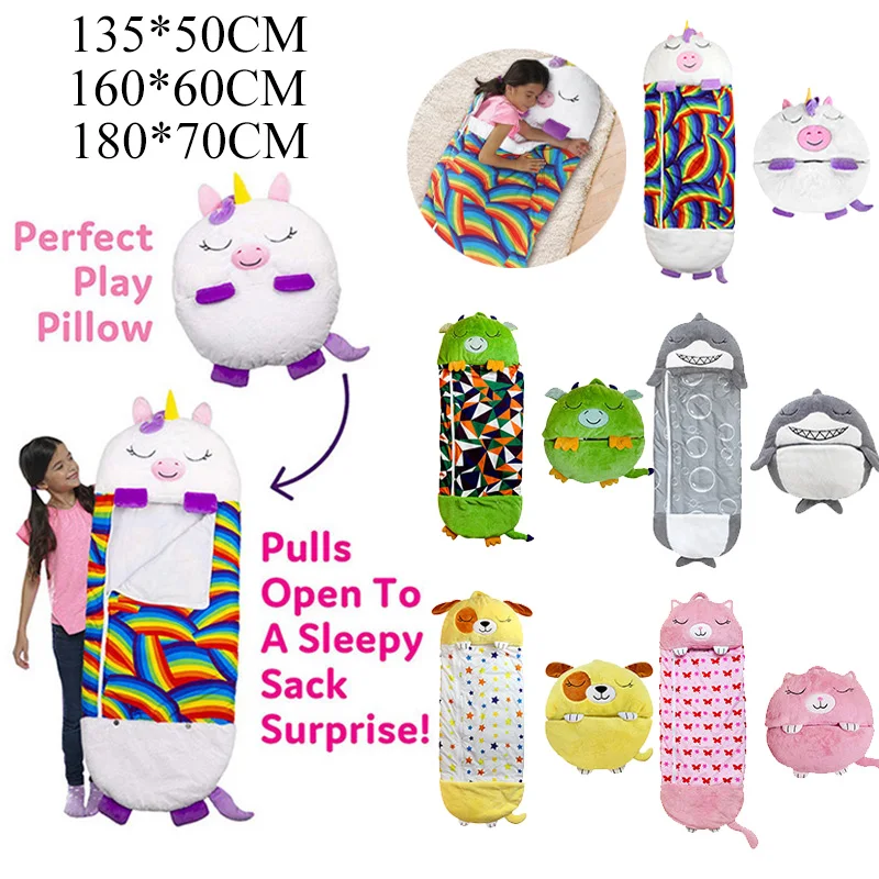 

2021 Baby Sleeping Bag Camping Children Cartoon Lazy One-piece Pajamas Sleeping Bag Play Pillow Warm Soft Animal Sleeping Travel