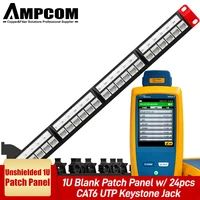 ampcom ul listed cat5e6 24 port tool less keystone rj45 patch panel rack mount 1u 19 inch rj45 568ab 50u gold plated