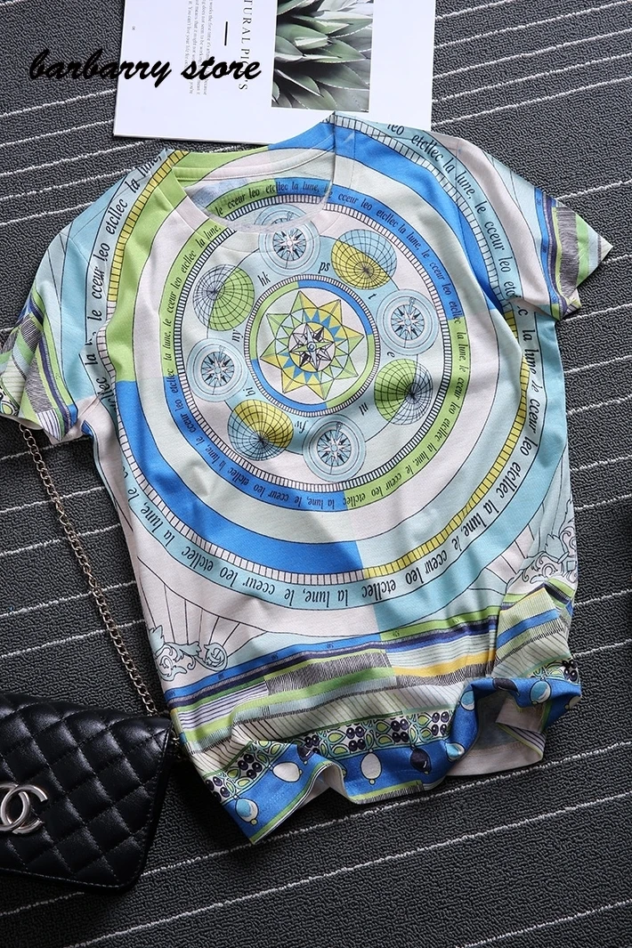 

2021 New summer European American retro printed women's T-shirt cotton short sleeve O-Neck tshirt graphic t shirts tops S-3XL