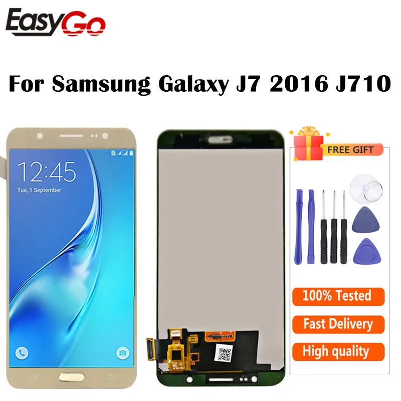 Регулируемая яркость для Samsung Galaxy J7 2016 J710 J710FN J710F J710M ЖК-дисплей с сенсорным