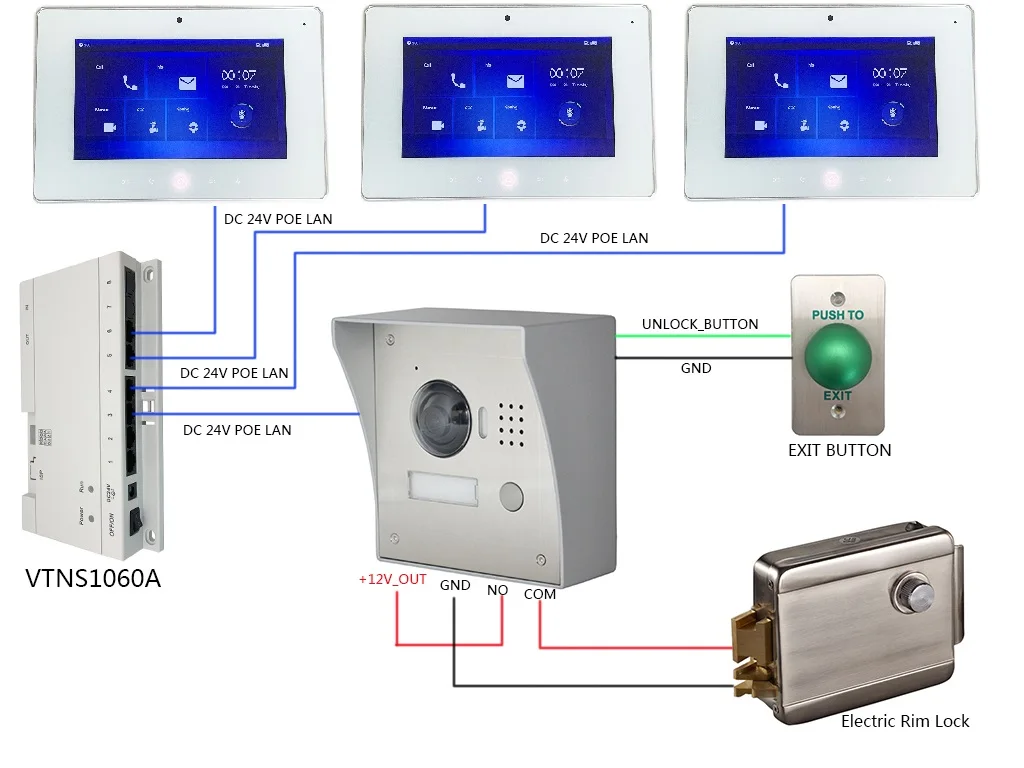 DH логотип мульти-Язык VTH5221D/DW 7 дюймов крытый монитор, встроенный камера, IP дверной звонок видео домофон, проводной дверно
