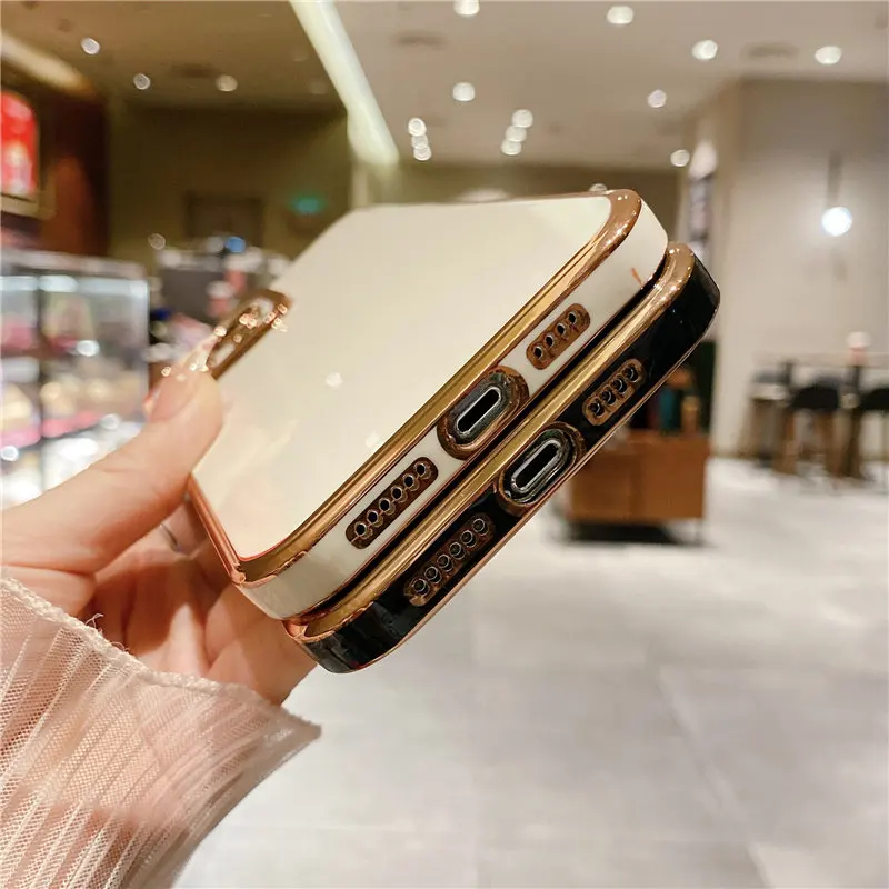 Роскошный квадратный позолоченный чехол для телефона iPhone 13 12 11 14Pro Max XS XR X 14 Plus 13Pro