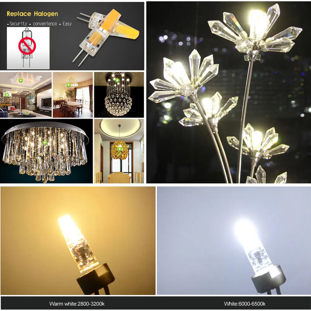 

G4 COB LED Lamp AC DC 12V G4 Led Spotlight Light Bulbs 6Pcs Mini Silicone Corn Lamp 3W 6W Warm White Light Bulb For Chandeliers