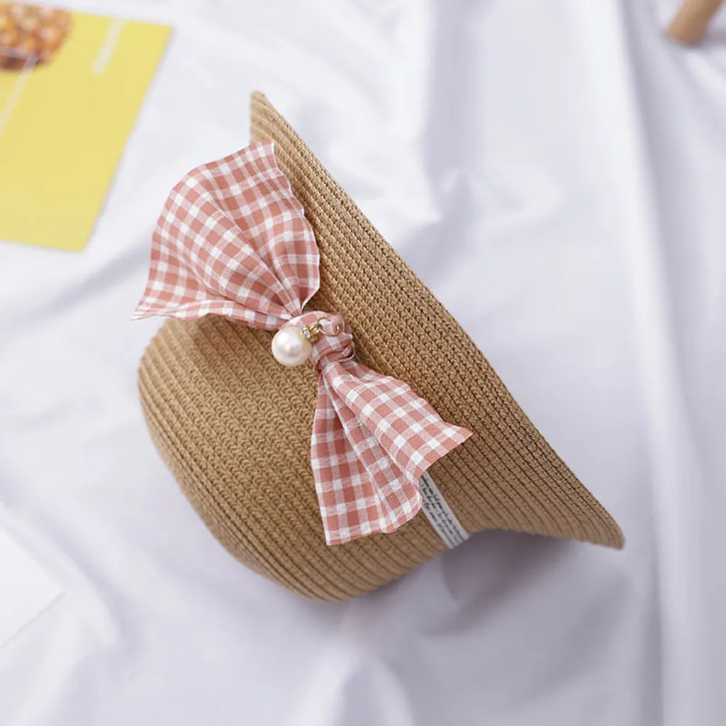 

Kids Summer Sun Cap Breathable Baby Kids Summer Straw Hat Bowknot Beach Sun Protection Hats For Girls Hat Sun Cap Colorful 528