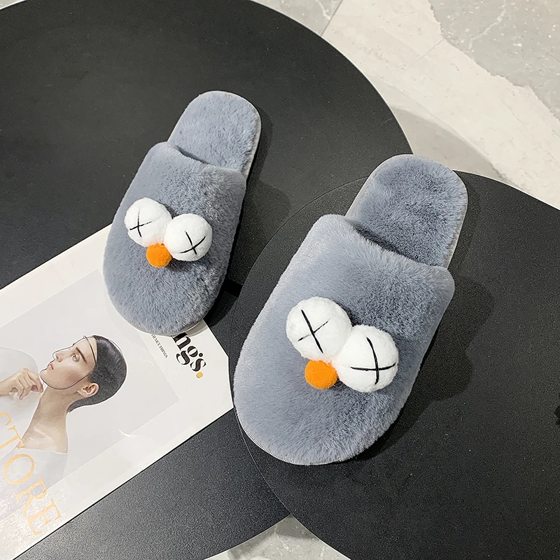 Indoor Warm Women Slippers Cute Winter Fur Home Shoe Female Girl Nonslip Cotton House Flat Plush Footwear | Обувь