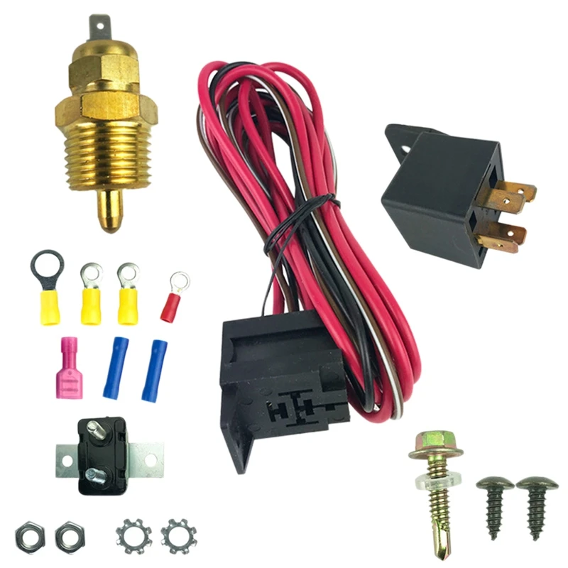 

Auto Car Accessories 170/ 185 Electric Fan Relay Wiring Harness Thermostat Sensor 50A Kit Heavy Duty