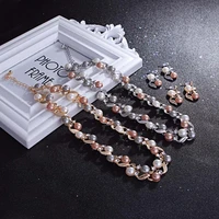 trendy adjustable piercing shiny luxury women jewelry set women necklace earrings necklace earrings set 2pcsset