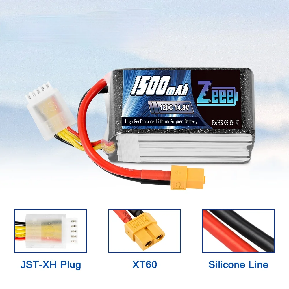 

2021new Lipo Battery 14.8V 120C 1500mAh 4S Graphene RC Lipo Battery Pack with XT60 Plug for RC Car Truck Airplane FPV