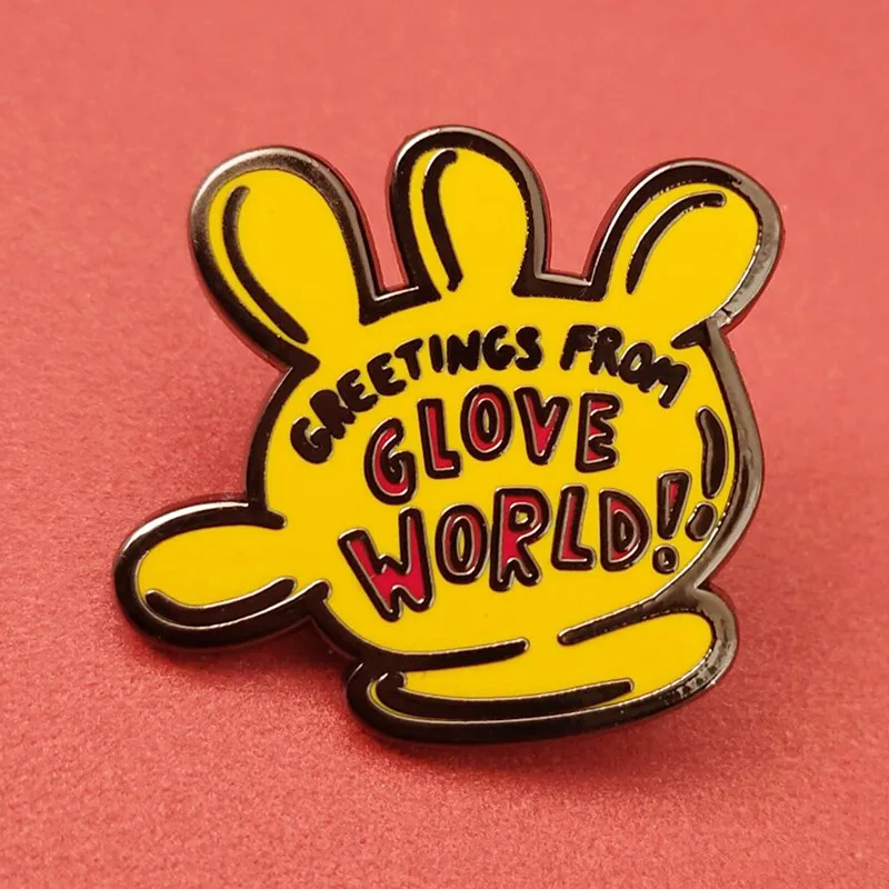 Cartoon Greetings Glove World Enamel Brooch Pins Metal Badges Lapel Pin Brooches Jackets Jeans Fashion Jewelry Accessories | Украшения и