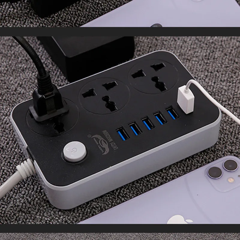 EU Plug Power Strip 3.4A Fast Charging 6 USB Extension Socket Switch Universal Outlets 3 Adapter Network filter for Phones | Обустройство