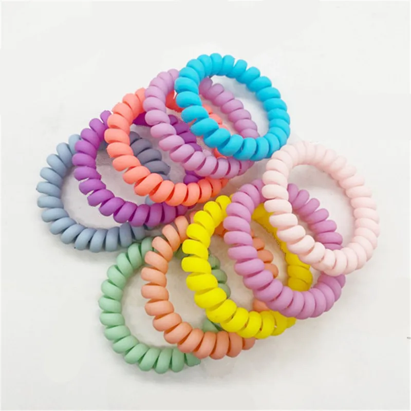 

10Pcs Women Matt Colors Big Telephone Wire Rubber Bands Stretchy Spiral Coil Ropes Ponytail Holder Solid Hair Ties Accessories