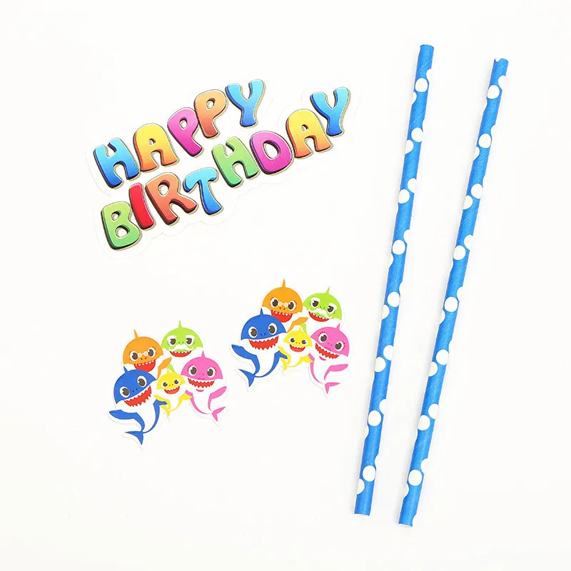 

Ocean Shark Balloon Cartoon Shark Kids Birthday Party Decoration Banner Disposable Paper Plate Paper Cup Tableware Baby Shower