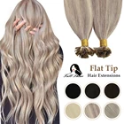 Полный блеск плоский наконечник Remy наращивание человеческих волос для женщин Jet черный темно-коричневый балаяж натуральные мягкие волосы для наращивания 50 г100 г