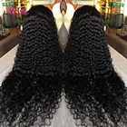 Малайзийские кудрявые парики на шнурке 13x4, парики из натуральных волос, полные волосы Remy, 30 дюймов, прозрачные передние парики на шнурке, плотность 180