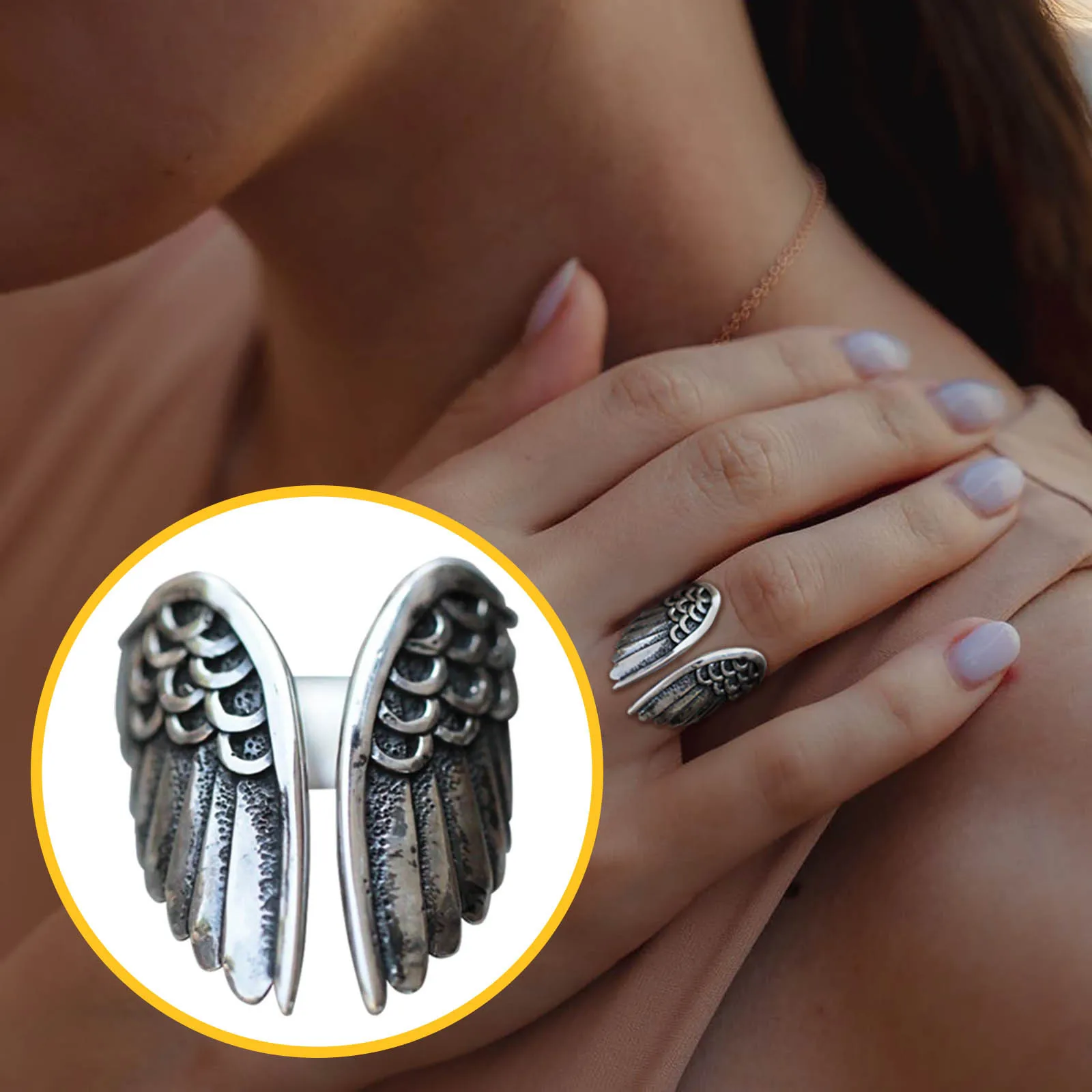 Винтажные кольца для женщин в стиле ретро перо кольцо форме ангельских крыльев