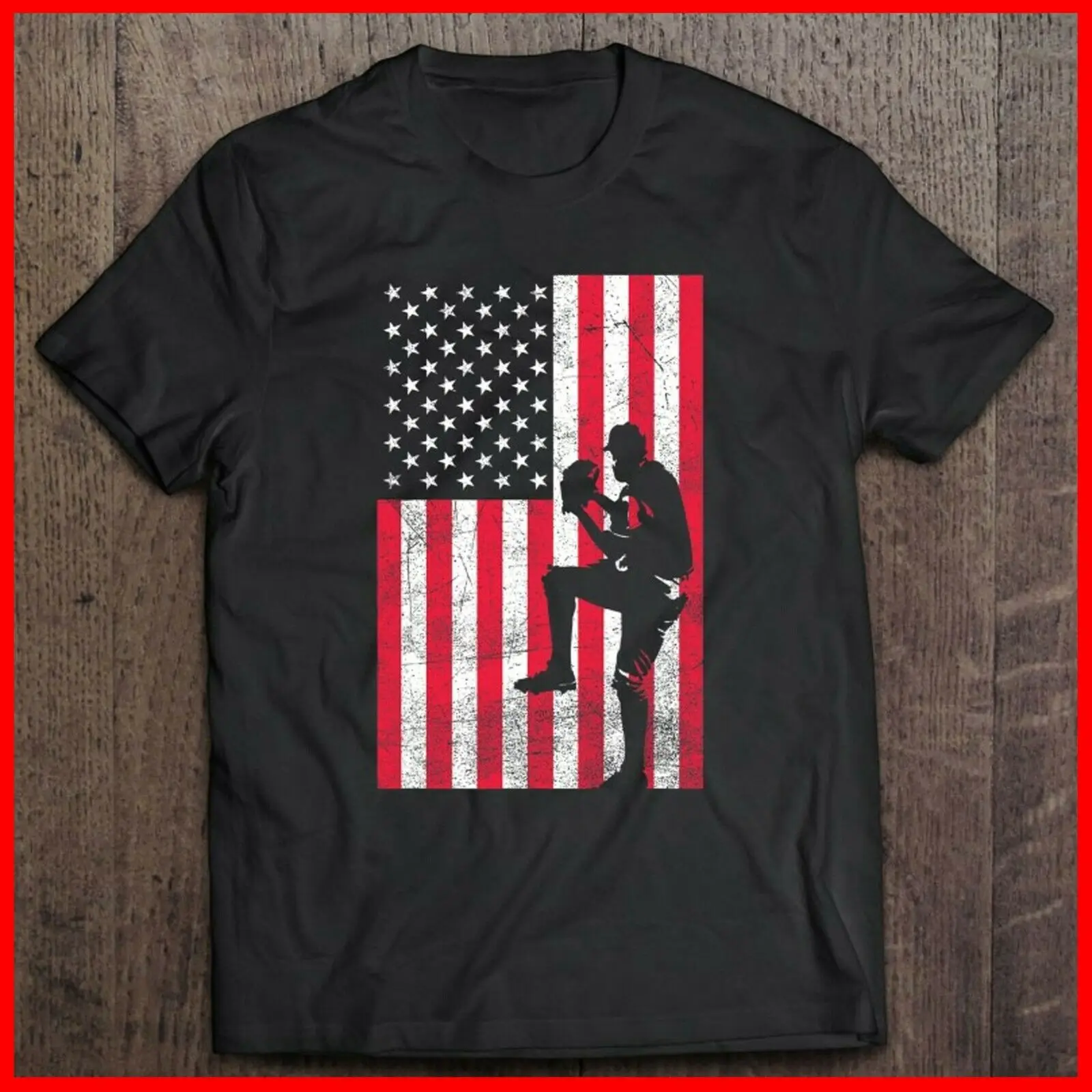 

Usa American Flag Baseball Red White Blue 4Th Of July Men T-shirt SHORT Casual 100% COTTON O-Neck men clothing