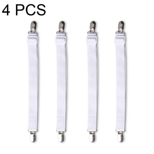 White 4pcs Adjustable Bed Sheet Clips Bed Sheets Grippers Mattress Blankets Elastic Non-slip Clip Holder Fasteners Straps Fixing Belt - Цвет: White