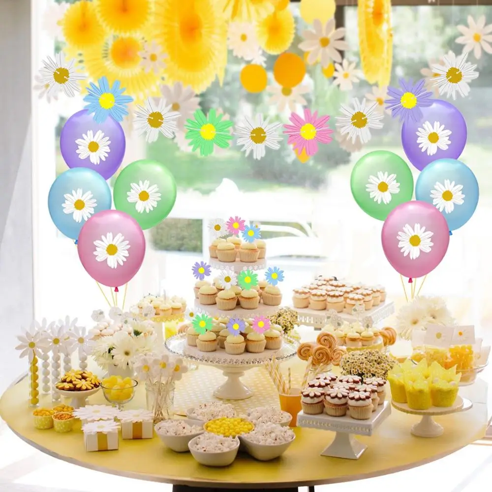 QIFU маленькие воздушные шары с цветочным принтом для ромашек конфетти баллон