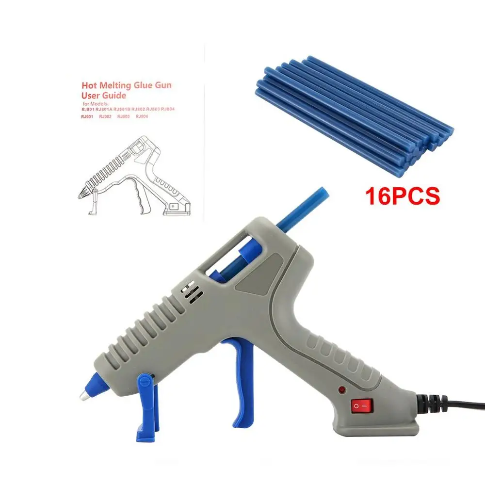 16pcs Blue Великобритания Тип RJ801 30 Вт термоплавкий клеевой пистолет с клеевым стержнем для DIY ручной работы игрушки ремонтные Инструменты Электрические термоклеевые пистолеты - Цвет: 16pcs Blue