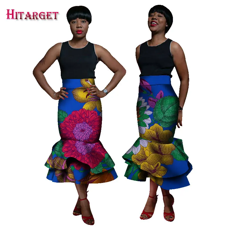 2020 Осенняя африканская Женская одежда двухслойные юбки-русалки базин восковые