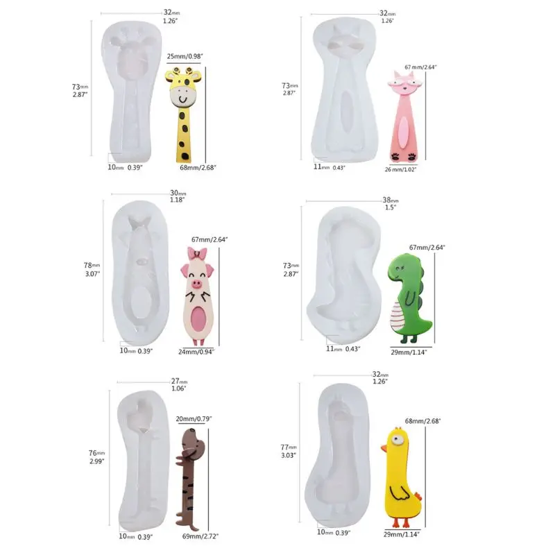 

13MC Super Cute Animals Hair Pins Resin Mold Pig Duck Dinosaur Giraffe Acrylic Mold Alligator Hair Clip Molds Jewelry Making