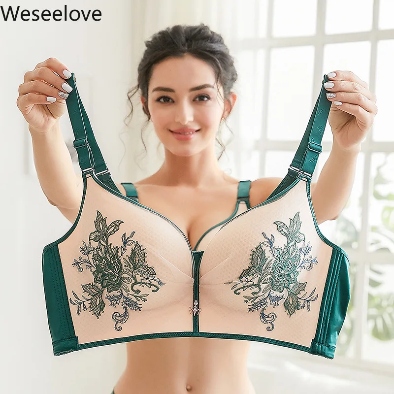 Weseelove Новый Изысканный вышитый бюстгальтер большого размера женский тонкий пуш