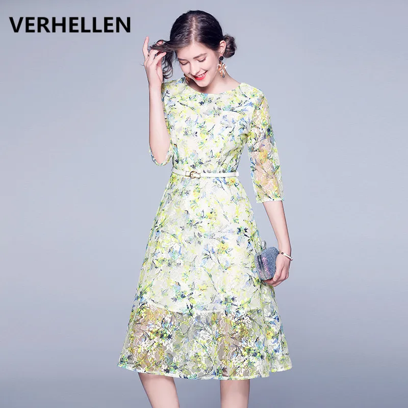 Женское винтажное кружевное платье VERHELLEN элегантное модельное с рукавом 2020 и