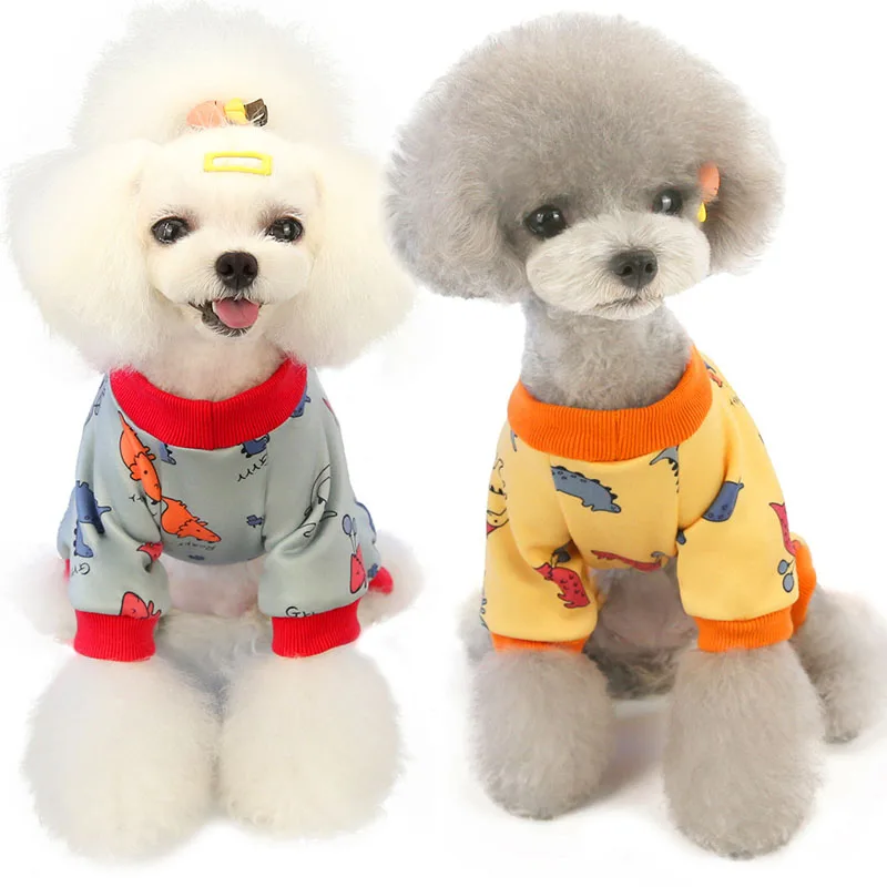 Одежда с принтом для собак и кошек комбинезон животных Пижама пальто маленьких