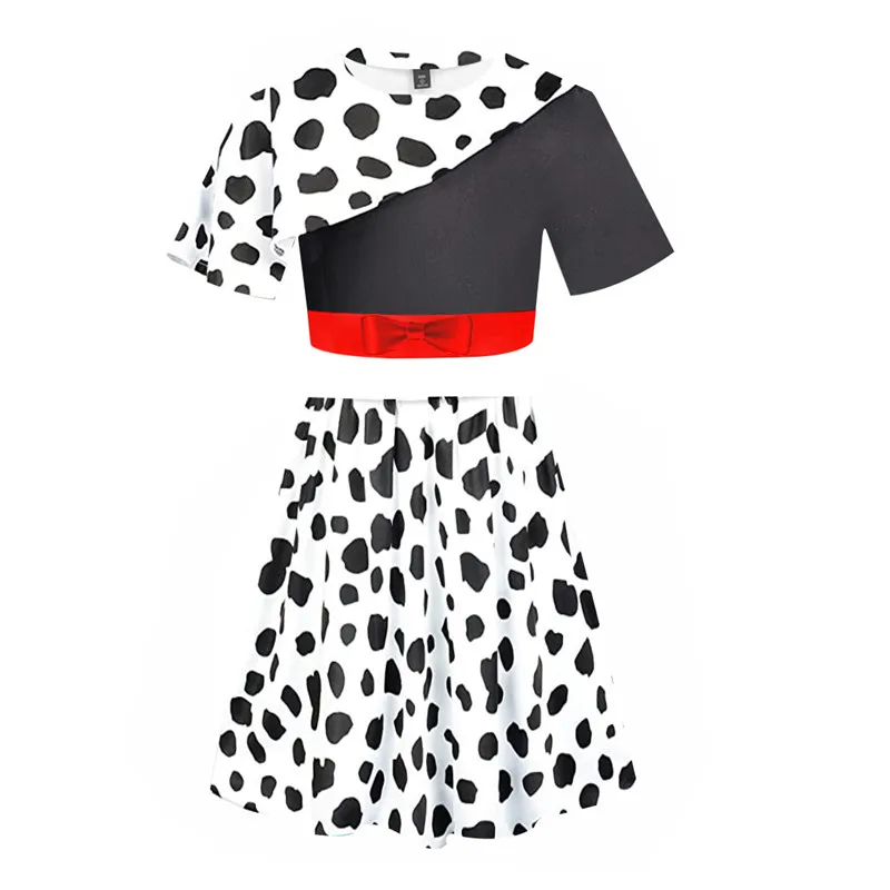 101 Dalmatians Cruella De Vil Cospaly Costumes Coat White Black Printing Kimono Cruella Cloaks Casual Streetwear Women Men images - 6