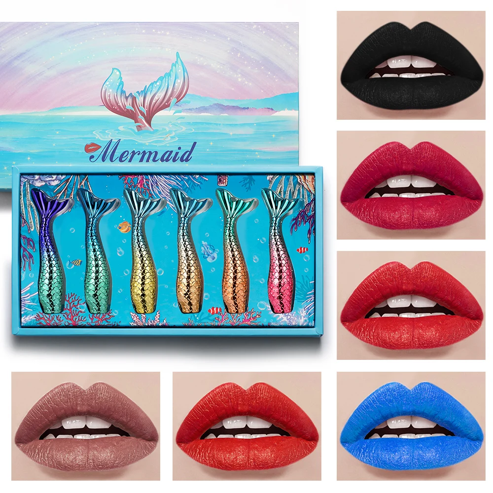 

Mermaid Lipstick Velvet Matte Lip Glaze Not Easy to Stick to The Cup Lasting Effect Lip Paint Color Palette Women's Makeup Tools