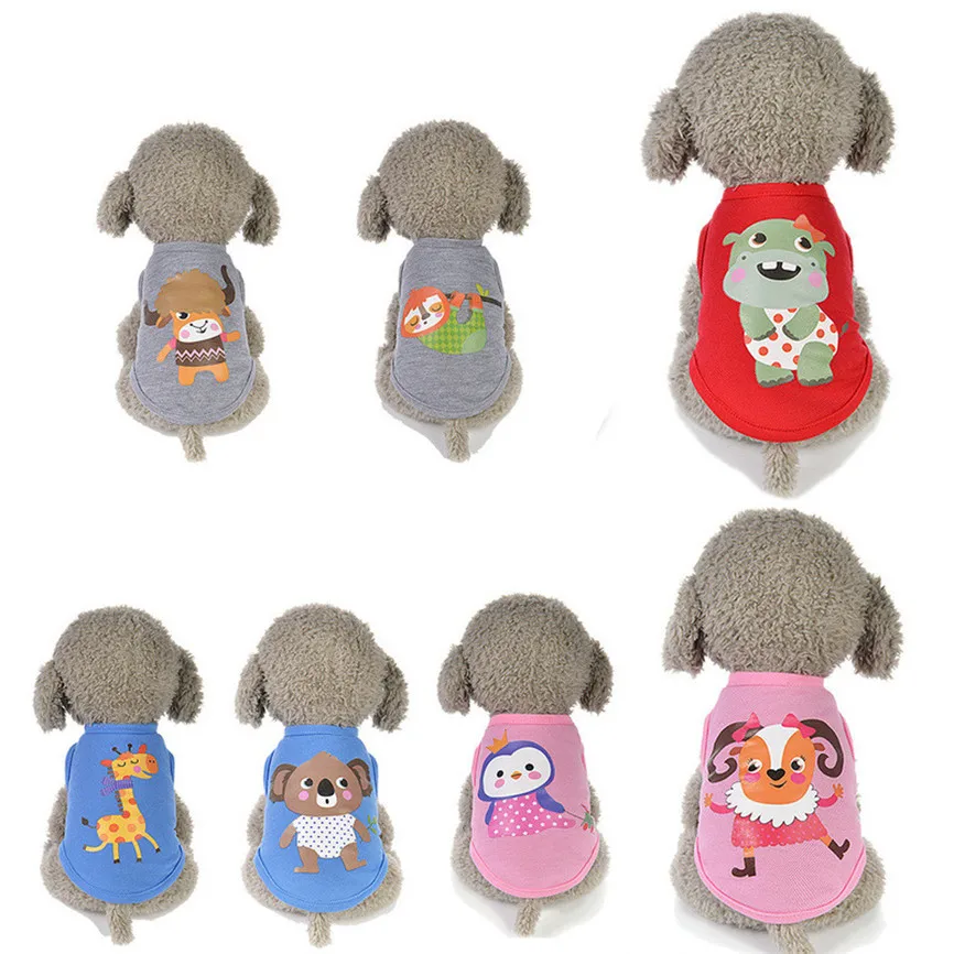 Модные летние животные мультфильм жилет Собака Щенок костюмы Одежда для