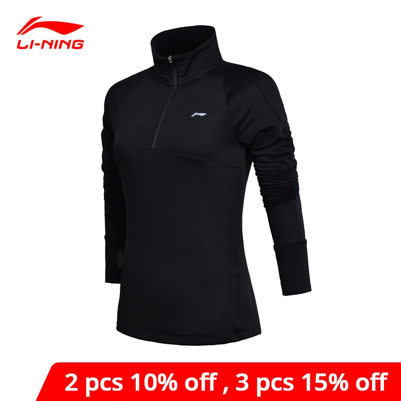 Женская футболка с длинным рукавом Li Ning теплая облегающая флисовой подкладкой