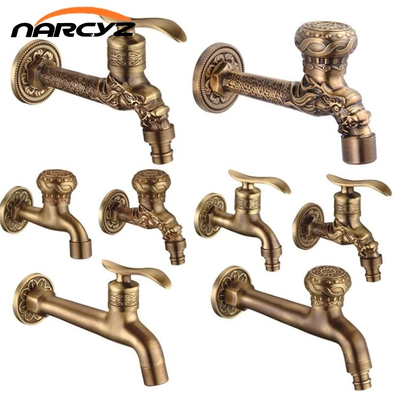 Античный кран для стиральной машины полностью медный европейский длинный