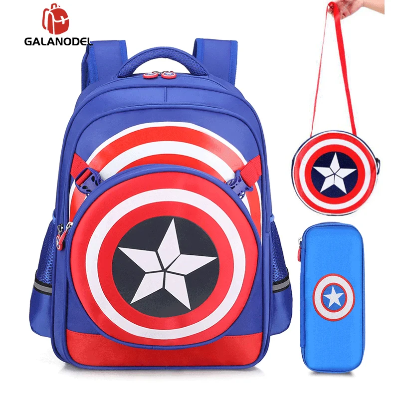 3D Мультфильм Капитан Америка детская школьная сумка мальчик рюкзак модные
