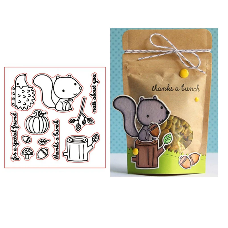 Вырезать белка и орех прозрачный штамп Ежик чистые марки для DIY Скрапбукинг