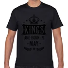 Мужская хлопковая футболка, с надписями на день рождения, 16 королей рождаются в Майском короле, размер XXXL