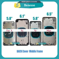 back housing for iphone x xs xr xsmax back cover battery door rear cover chassis middle frame with glass replacement parts