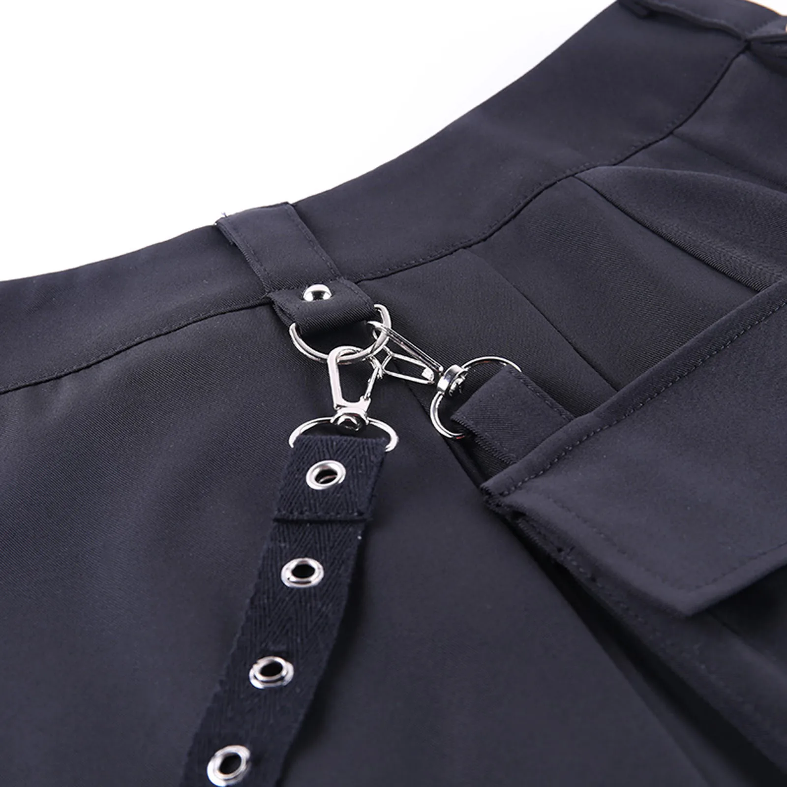 

Harajuku Punk Gothic Black High Waist Black Skirts Women Sexy Patchwork Bandage Mini Skirt Female Streetwear Summer Chie New