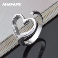 new arrival 925 silver hollow heart open adjustable ring for women fashion jewelry