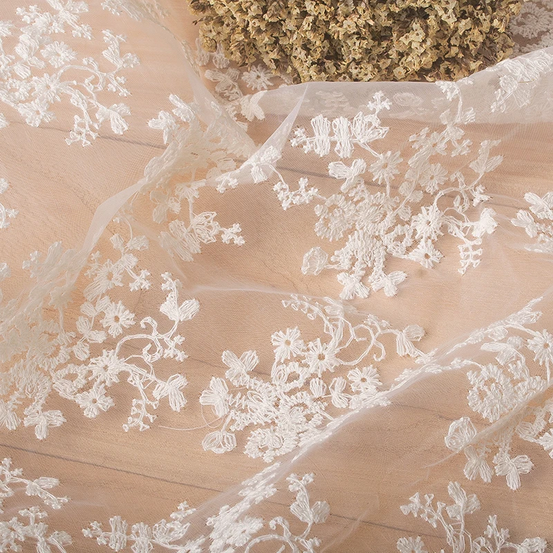 Жаккардовая Тюлевая ткань с вышивкой из органзы ширина 130 см|Ткань| |