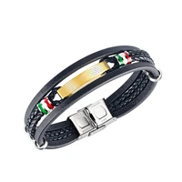 spanish lords prayer men warp bracelets pu leather statement bangles fashion male jewelry new arrival dropship supplier