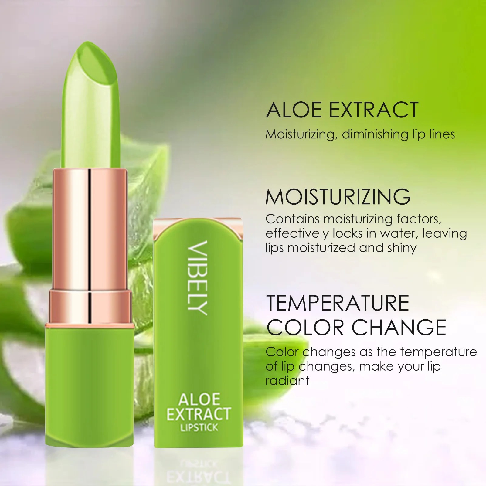 Помада с алоэ вера меняющая цвет при температуре блеск для губ Восстанавливающий