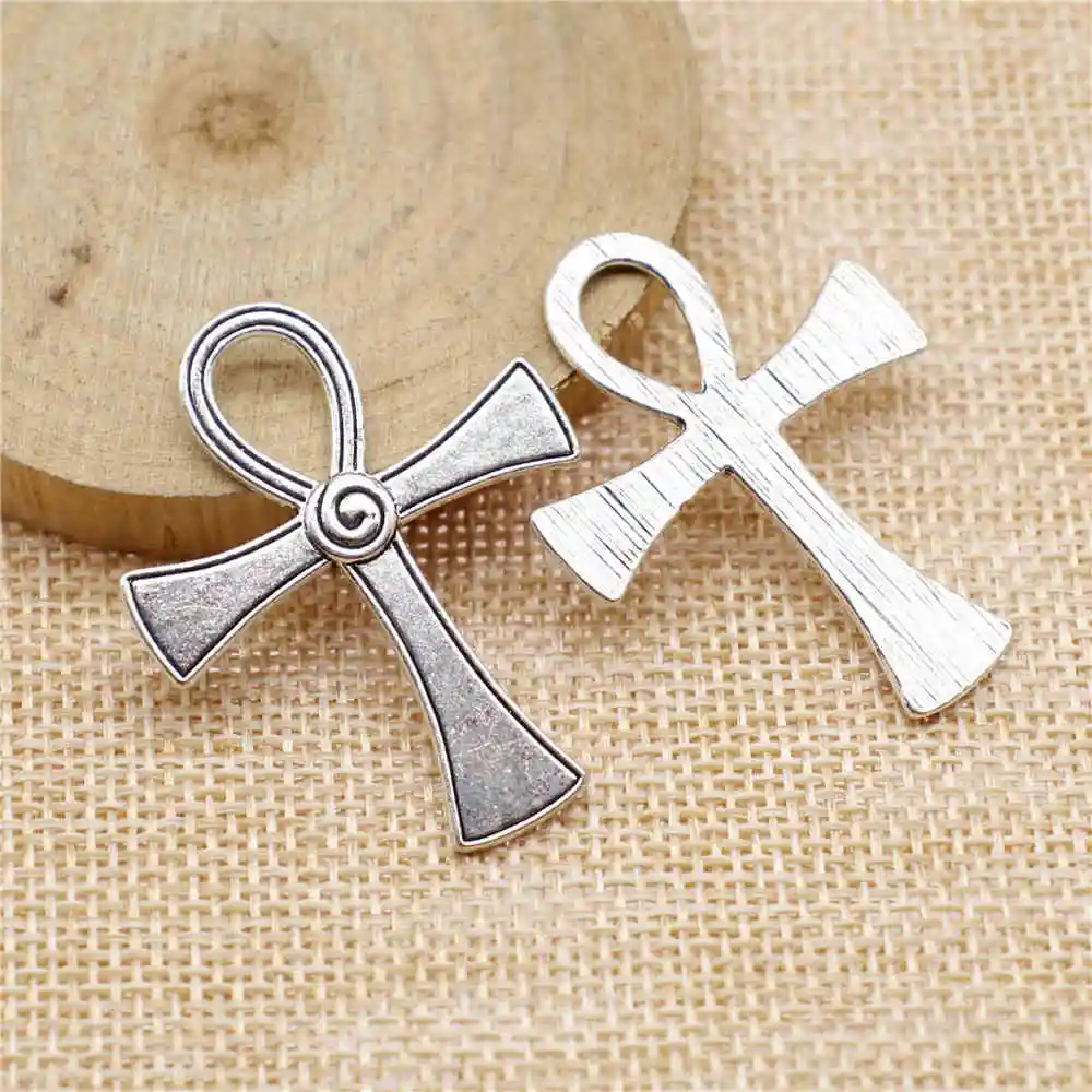 

Jewelery Pendants Making Charms For Jewelry 8pcs Ankh Cross Charms 41x33mm Antique Silver Plated