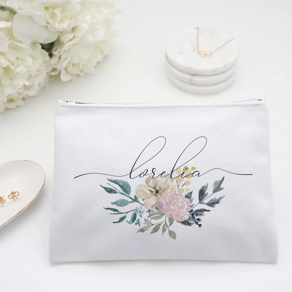 Сумка для макияжа с монограммой индивидуальная Цветочная сумка невесты