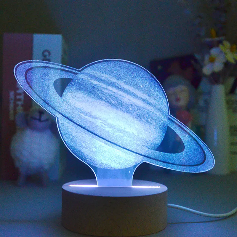 

3D лампы изображения самой красивой Сатурн в солнечной Системы помощник сна светильник 7 цветов визуальный светодиодный ночной Светильник s ...